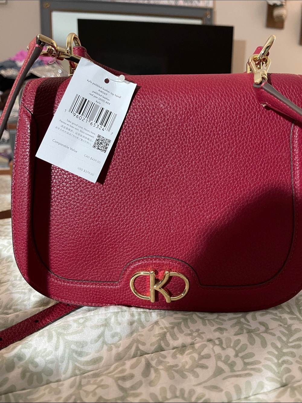 kate spade red pebbled leather crossbody with gold hardware